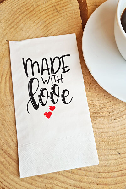 PEKSHOP Sunum Peçetesi Paper Napkin with the Words "Made with Love"