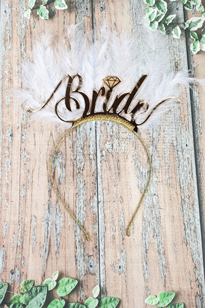 PEKSHOP تاج العروس من الريش، تاج العروس، ذهبي