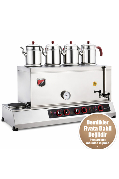 Işıkgaz 85’lik 4 Demlikli Elektrikli Çay Ocağı 304 Paslanmaz Çelik 5000W Sana...