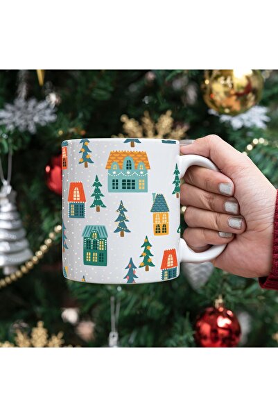 PEKSHOP Christmas Houses Trees Christmas Gift Mug Cup
