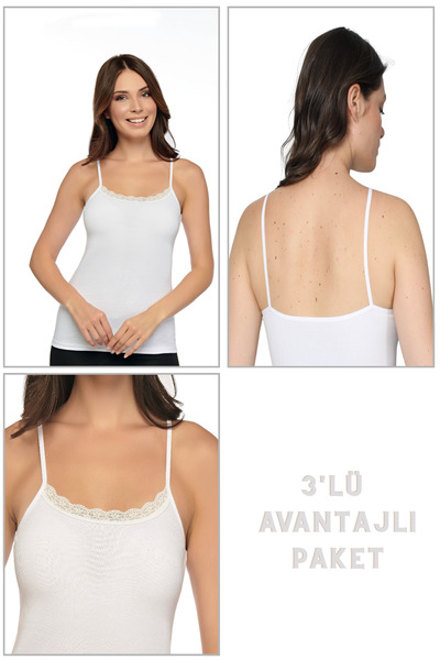 Cotpark Women's 3-Piece Economical Pack - Basic Cotton White Undershirt with ...