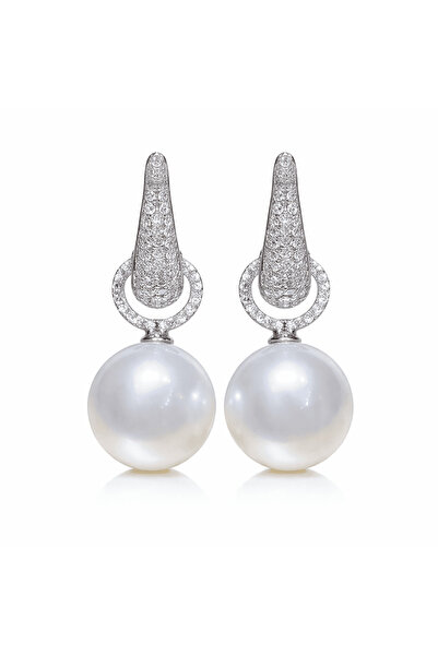 Pursehuit Cercei de culoare argintie cu perle și pietre de zirconiu, Agatha C16