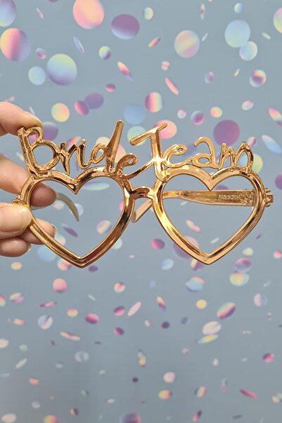 PEKSHOP Bride Team Glasses Heart Shaped Bachelorette Bridesmaid Glasses Gold