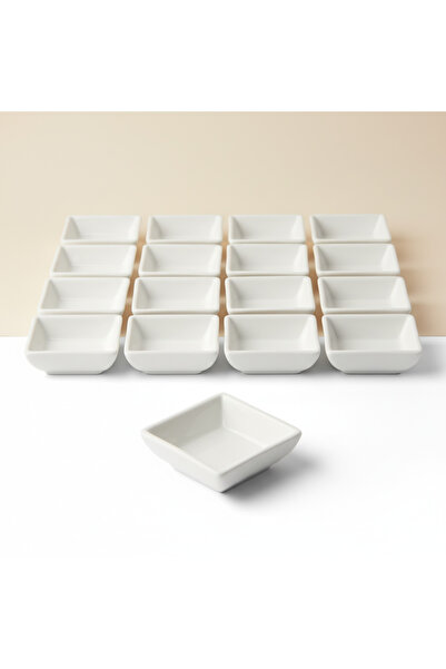 SQUALO طقم 12 زبدية بورسلان مربعة صغيرة 8 سم – لون أبيض لتقديم الصوص والمكسرات