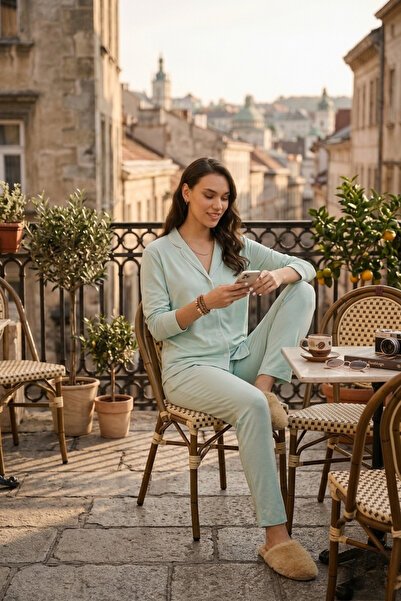 Miespiga Дамски комплект пижама с риза и панталон