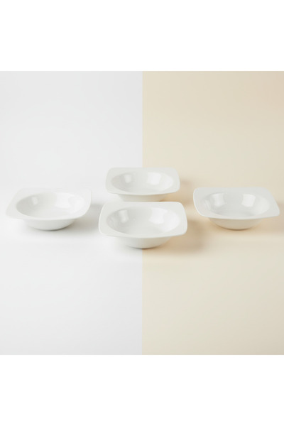 SQUALO طقم 4 زبدية بورسلان دائرية 23 سم – لون أبيض للتقديم