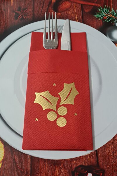 PEKSHOP Fabric Textured Red Napkin Gold Foil Coquina Flower New Year's Table ...