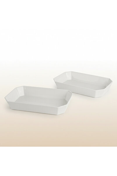 SQUALO طقم 2 طبق تقديم بورسلان مستطيل 39 سم – لون أبيض