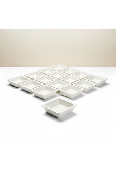 SQUALO طقم 12 زبدية بورسلان مربعة 11 سم – لون أبيض للتقديم