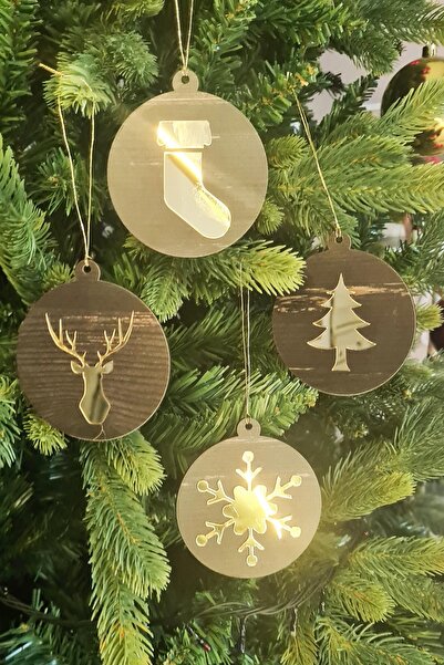 PEKSHOP Ξύλινο χρυσό καθρέφτη Πολυτελή στολίδια Χριστουγεννιάτικου Δέντρου Χρ...