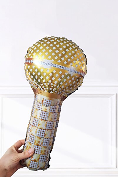 PEKSHOP Altın Mikrofon Folyo Balon Mikrofon Şekilli Balon 50cm