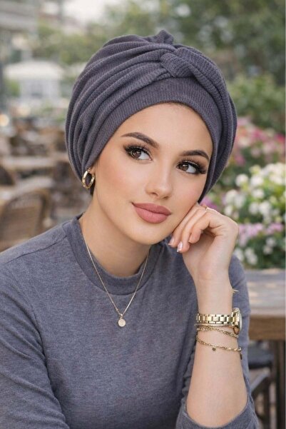 Aişe tesettür قبعة تريكو جاهزة للارتداء بتفاصيل ملتوية