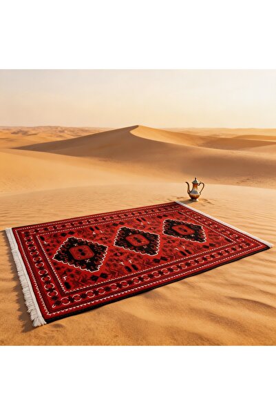 Segadty سجادة حمراء مقاس 200 × 90 سم مستوحاة من تصميم نجد، مناسبة للرحلات وال...