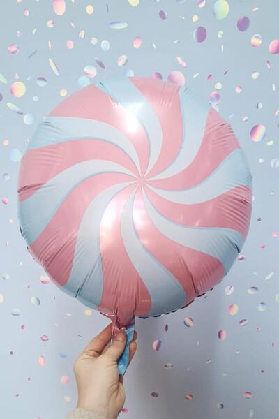 PEKSHOP Yuvarlak Pembe Şeker Folyo Balon 18inç