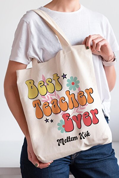 PEKSHOP Δώρο για Δάσκαλο Όνομα Έντυπη υφασμάτινη τσάντα Δώρο Καλύτερος δάσκαλ...
