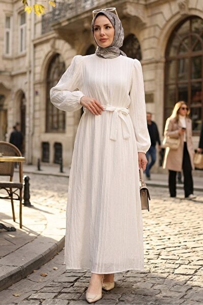 Bestenur فستان لورين مبطن من الداخل 1688 - أبيض