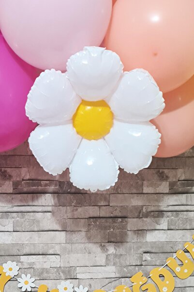 PEKSHOP Papatya Tema Doğum Günü Parti Paketi Fon Perdeli Bannerlı Lüks Balon Seti 33 Parça