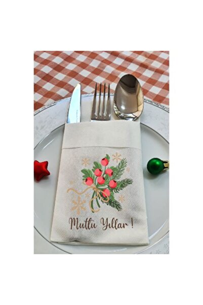 PEKSHOP Fabric Textured Kokina Floral Happy New Year Christmas Table Presenta...