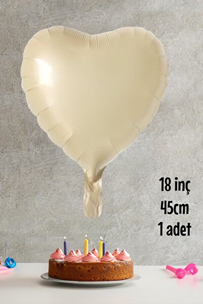 PEKSHOP Krem Karamel Kalp Folyo Balon Retro Kalp Balon 18
