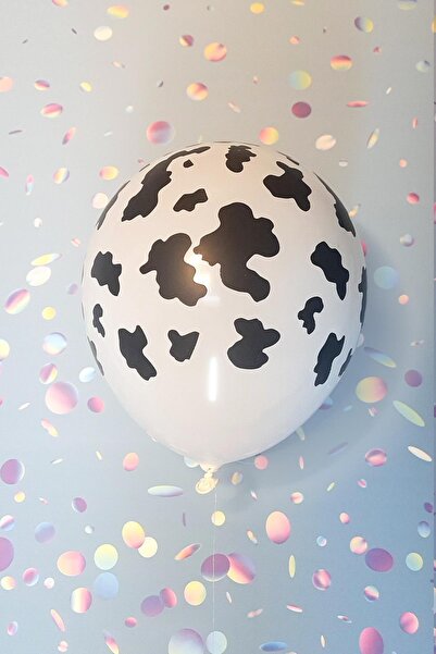 PEKSHOP İnek Desen Baskılı Balonlar 12" Inç Balon Çiftlik Temalı Doğum Günü B...