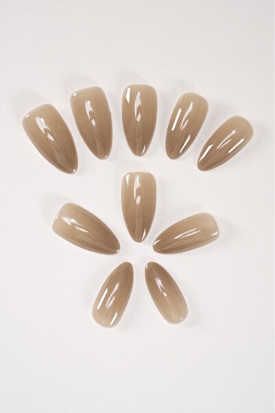 POP Beauty Takma Tırnak Seti & Zararsız Yapıştırıcı, Glazed Caramel Donut Hai...