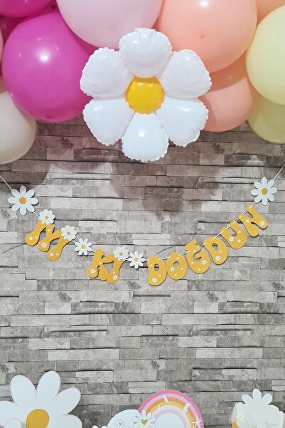 PEKSHOP Banner tematic „La mulți ani” cu margarete, decor de perete cu concep...