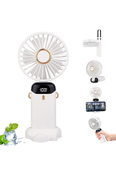 Denx مروحة صغيرة محمولة باليد - مروحة شخصية قابلة للطي وقابلة لإعادة الشحن عب...