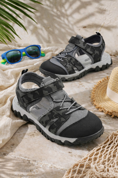 ORELİON Pantofi sport negri cu velcro pentru băieți, vară sandale respirabil ...