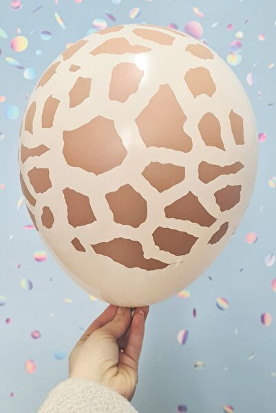 PEKSHOP Zürafa Desen Baskılı Balonlar 12" Inç Balon Safari Zürafa Temalı Balo...