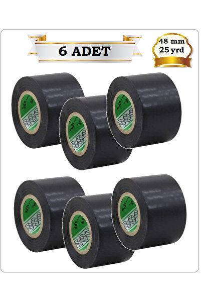 PVC İZOLE BANT (6 ADET SİYAH) (48 mmx25 yrd) YALITIM İZOLASYON ONARIM BANDI