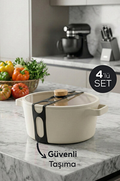 Vienev 4'lü Uzun Silikon Tencere Kapağı Tutucu Siyah | Pratik Kapak Sabitleyi...