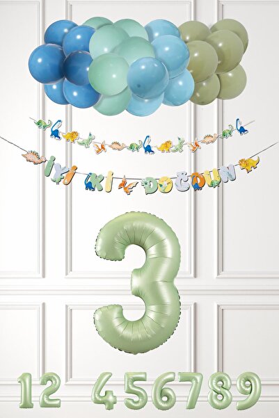 PEKSHOP Dinozor Konsept Yaş Günü Balon Zinciri Retro Dinozor Tema Doğum Günü ...