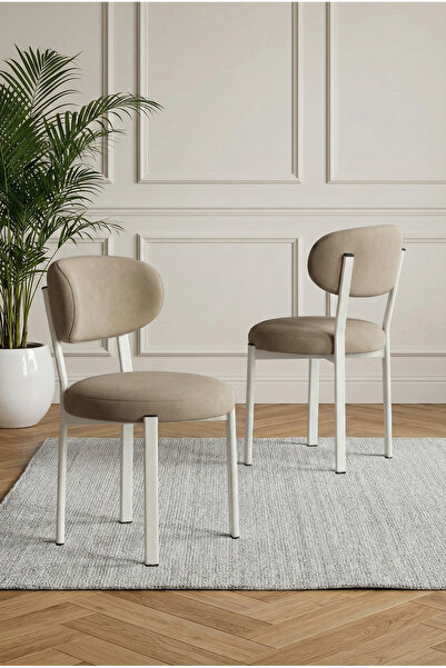 DEREN HOME Pufy Serisi 1 Adet Mutfak Salon Sandalyesi Baby Face Kumaş Silineb...