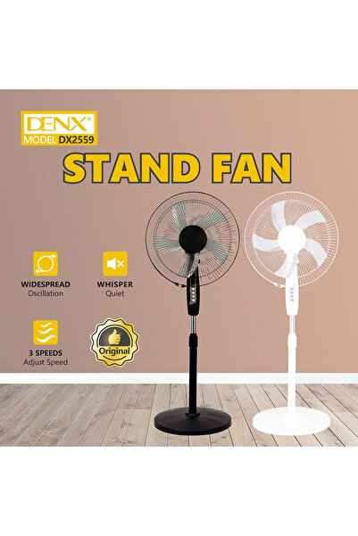 Denx مروحة أرضية بقاعدة مقاس 16 بوصة، قابلة لتعديل الارتفاع، 3 سرعات، تشغيل ص...