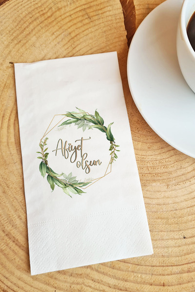 PEKSHOP Presentation Napkin Leafy Gold- Bon Appetit Written Paper Napkin
