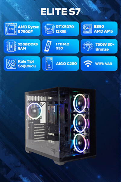 Game Garaj Elite S7 AMD Ryzen 5 7500F 32GB RAM 1TB SSD RTX5070 FreeDOS Oyuncu...