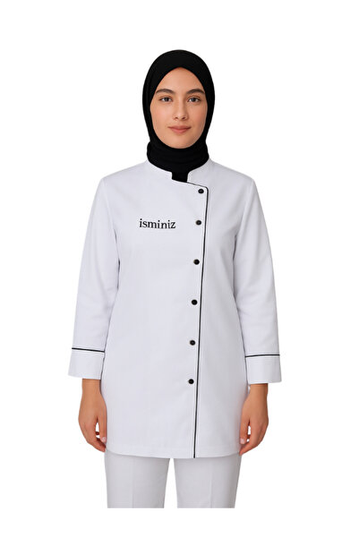 özgün üniforma İsim Nakış Hediyeli-Tesettürlü Kadın Aşçı Ceketi –80 cm Uzatıl...