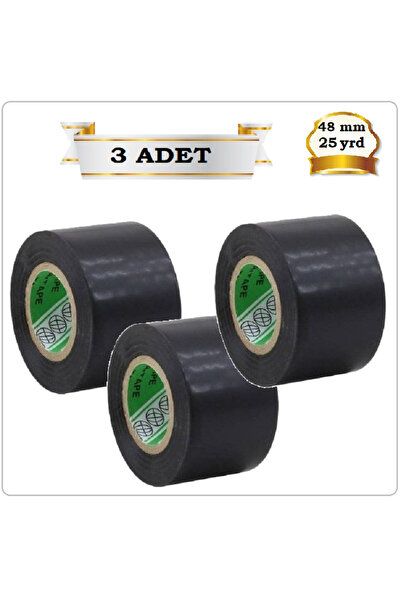 PVC İZOLE BANT (3 ADET SİYAH) (48 mmx25 yrd) YALITIM İZOLASYON ONARIM BANDI