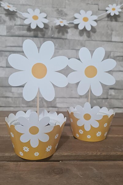 PEKSHOP Papatya Konsept Kürdan Süsleri Cupcake Süsleri Lüks Büyük Boy 10lu Paket
