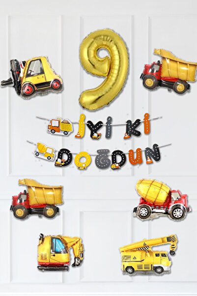 PEKSHOP Σετ για πάρτι γενεθλίων με θέμα την κατασκευή, σετ διακοσμητικών γενε...