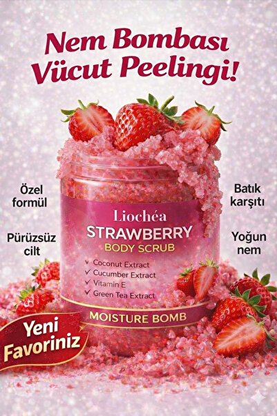 LİOCHEA Çilek Özlü Body Scrub Besleyici Arındırıcı Batık Karşıtı Yoğun Nemlen...