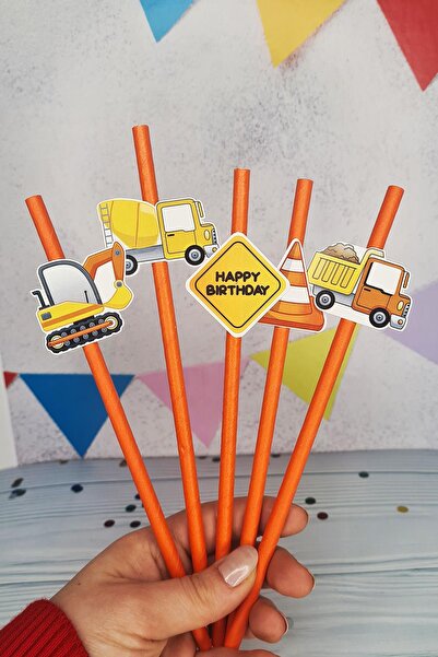 PEKSHOP İnşaat Konsept Pipet Süsleri 10lu Lüks Pipet Paketi