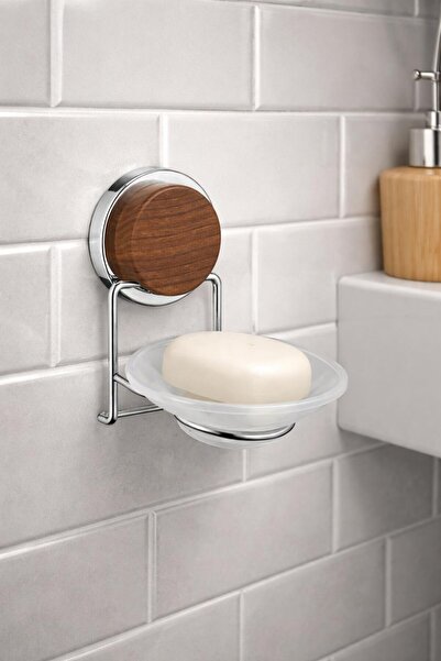 Okyanus Home Διανομέας σαπουνιού Magic Fix Chrome Dry με ξύλινο σχέδιο