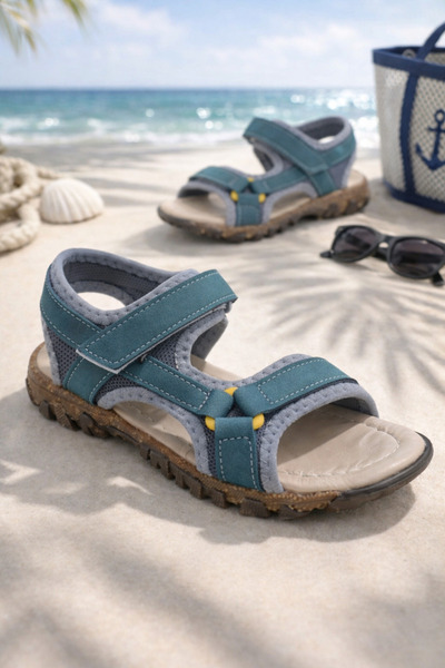 ORELİON صنادل رياضية للأولاد، صنادل صيفية خفيفة الوزن ذات شريط فيلكرو واحد، ن...