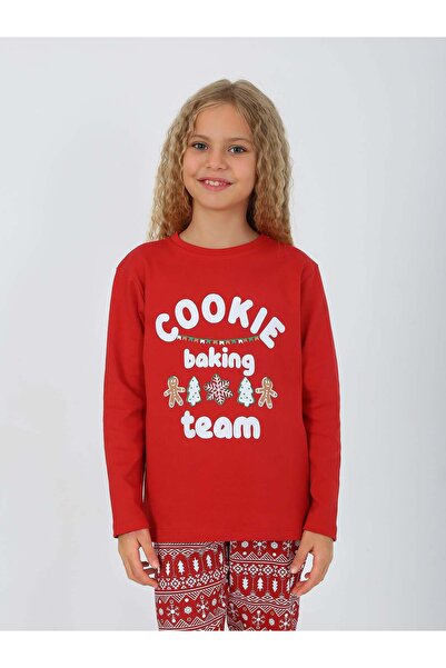 vitmo Dívčí pyžamový set s dlouhým rukávem z 100% bavlny Cookie Team