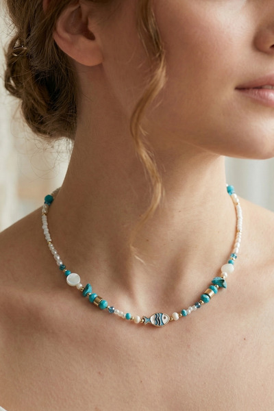PETEK AKSESUAR Fish Natural Stone Shell Necklace