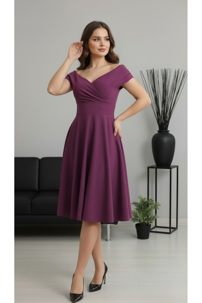 Rokka Moda Μίντι Φόρεμα Boat Neck