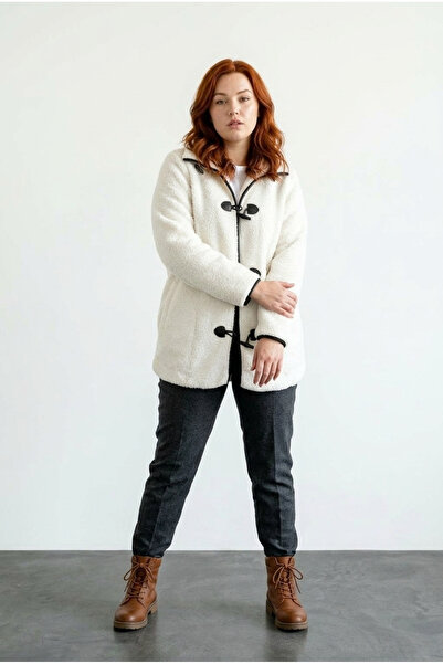 Stil Diva معطف كبير الحجم من القطيفة بأكمام طويلة مع جيب أمامي مغلق 301816