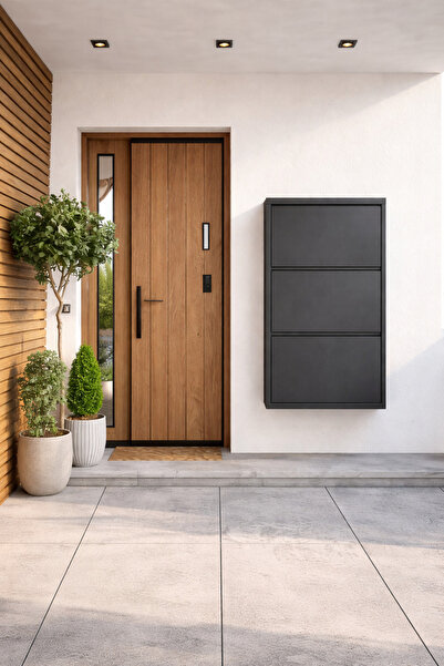 EFFE YAPI DEKOR ANTRASİT 3 KAPAKLI METAL AYAKKABILIK