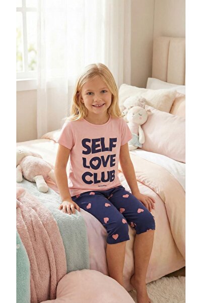 vitmo Κοριτσίστικο κοντομάνικο σετ πιτζάμες 100% Βαμβάκι Capri Self Love